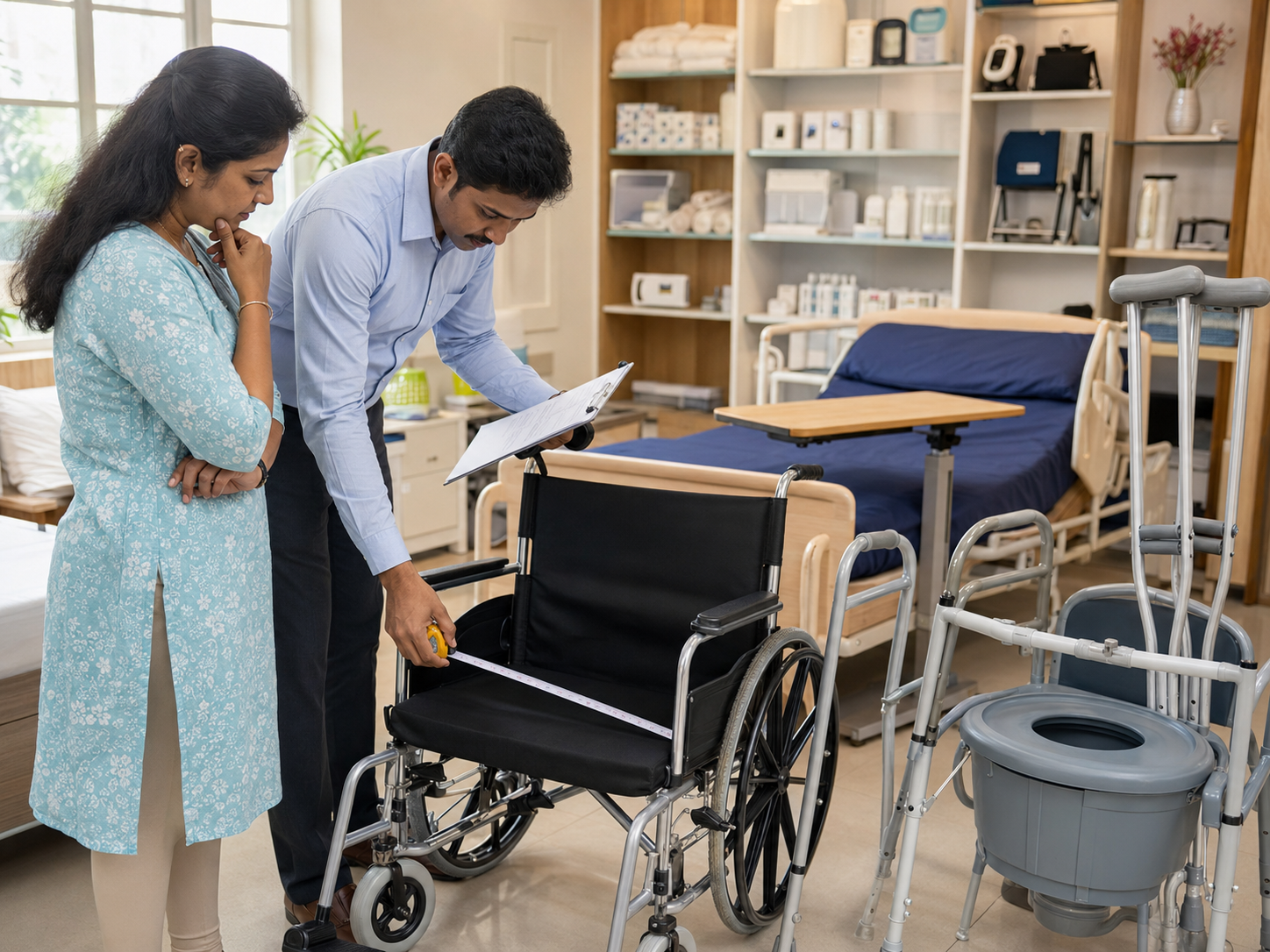 Wheelchair measurement and patient care product selection in Chennai